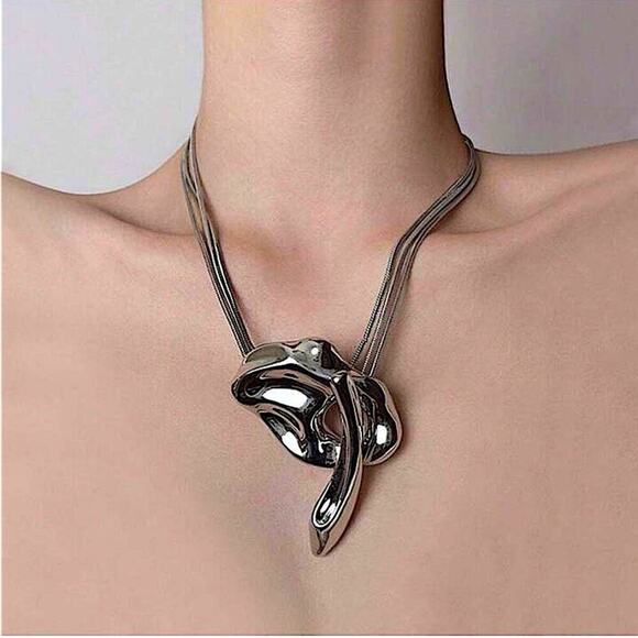 Silver Geometric Handmade Creative Design Necklace Party Event - Picture 2 of 13